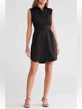 10 Crosby Derek Lam Black Sleeveless Button-Front Mini Dress